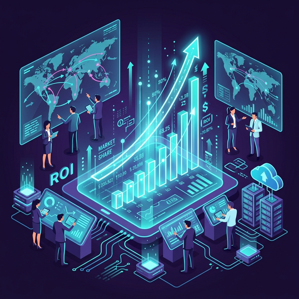 Biểu đồ tăng trưởng quy mô kinh tế của Generative AI và tỷ lệ ứng dụng tác nhân thông minh toàn cầu