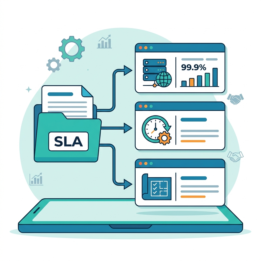 Mô hình đàm phán hợp đồng outsourcing với các điều khoản SLA và SOW chuẩn hóa bằng tiếng Anh