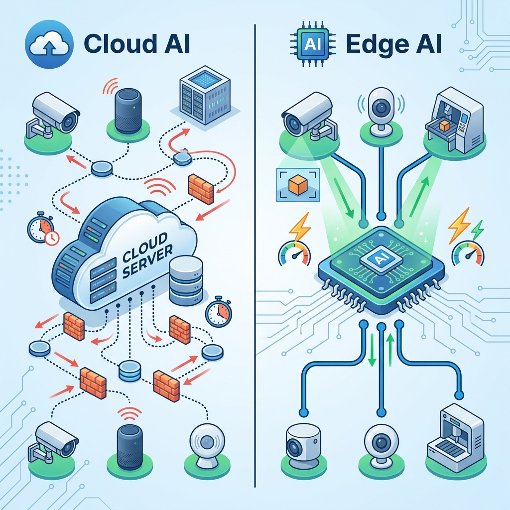 So sánh mô hình xử lý dữ liệu tại chỗ siêu tốc của Edge AI với mô hình đám mây truyền thống
