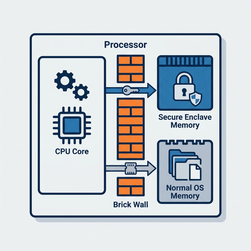 Cơ chế cách ly bộ nhớ mức phần cứng của Secure Enclave ngăn chặn hệ điều hành máy chủ can thiệp